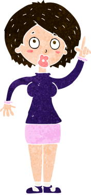 Bir insan tarafından çizilmiş bir fikri olan karikatür kadın.