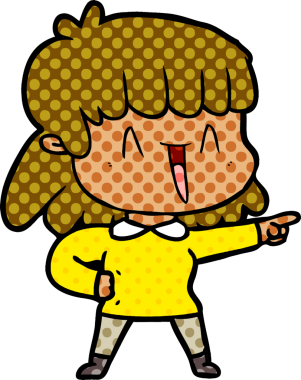 Bir insan tarafından çizilmiş mutlu bir kız.