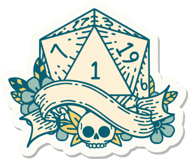 Bir insan tarafından çizilmiş doğal bir d20 zar etiketi.