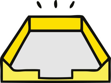 Bir insan tarafından çizilmiş boş bir tepsi karikatürü.