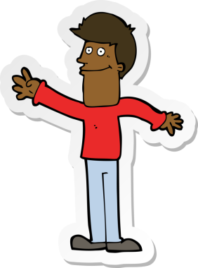 Bir insan tarafından çizilmiş mutlu bir adamın çıkartması.