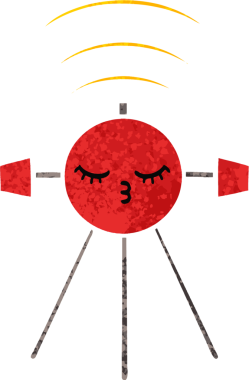 Bir insan tarafından çizilmiş bir uydunun retro çizim tarzı karikatürü