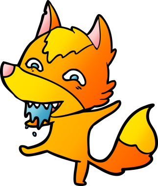 Bir insan tarafından çizilmiş tilki çizgi film karakteri