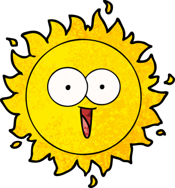 Bir insan tarafından çizilen mutlu çizgi film güneşi