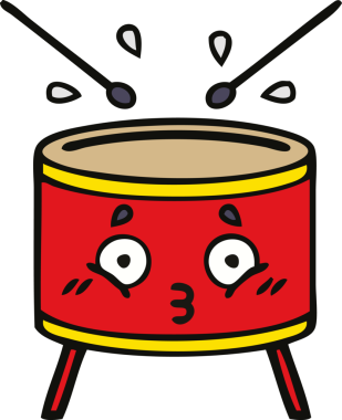 Bir insan tarafından çizilmiş şirin davul karikatürü.