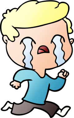 Bir insan tarafından çizilmiş ağlayan çizgi film adamı.