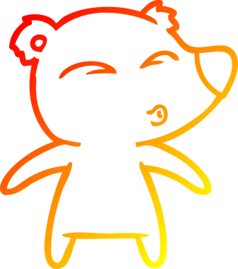 Bir insan tarafından çizilen çizgi film ıslık çalan ayının sıcak çizgi çizimi