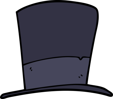 Bir insan tarafından çizilmiş karikatür silindir şapka.