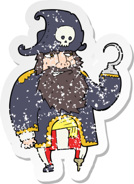 Bir insan tarafından çizilmiş karikatür korsanının geriletilmiş çıkartması.