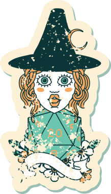 Retro Dövme Tarzı İnsan Büyücüsü Doğal 20 zar atışıyla Bir insan tarafından çizilmiş