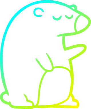 Bir insan tarafından çizilen çizgi film ayısının soğuk gradyan çizgisi.