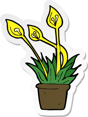 Bir insan tarafından çizilmiş karikatür orkide etiketi.