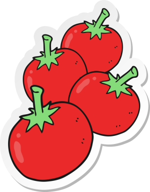 Bir insan tarafından çizilmiş bir domates etiketi.