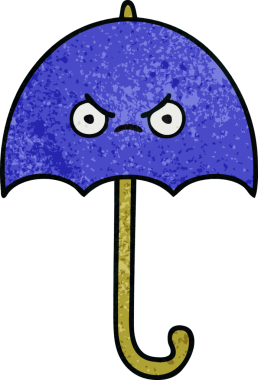 Bir insan tarafından çizilmiş eski grunge desenli şemsiye.