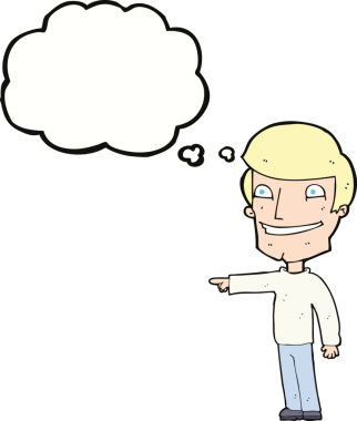 çizgi film mutlu adam bir insan tarafından çizilen düşünce baloncuğu ile işaret