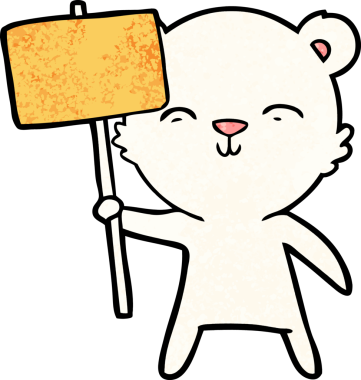 Bir insan tarafından çizilmiş protesto tabelalı kutup ayısı.