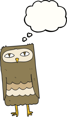 Bir insan tarafından çizilmiş serbest çizim baloncuk baykuş.