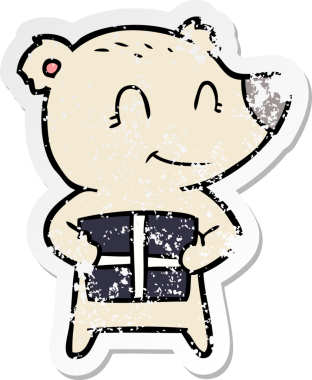 Bir insan tarafından çizilmiş kutup ayısı karikatürünün sıkıntılı çıkartması.