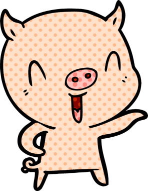 Bir insan tarafından çizilmiş mutlu çizgi film domuzu.