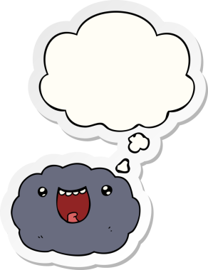 çizgi film mutlu bulut düşünce baloncuğu bir insan tarafından çizilmiş çıkartma