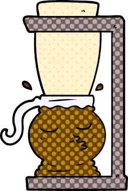 bir insan tarafından çizilmiş çizgi film filtresi kahve makinesi