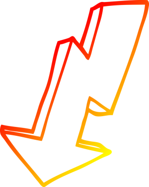 Bir insan tarafından çizilmiş bir çizgi film yıldırımının sıcak çizgi çizimi