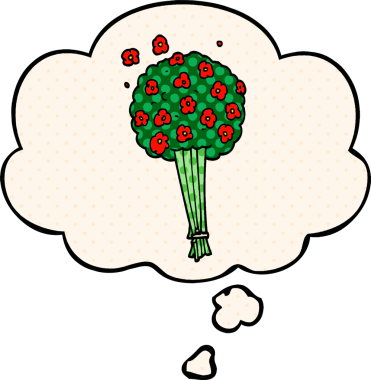 Bir insan tarafından çizilmiş, düşünce baloncuklu karikatür demeti.