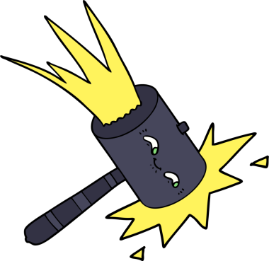 Bir insan tarafından çizilmiş bir çekiç darbesi.