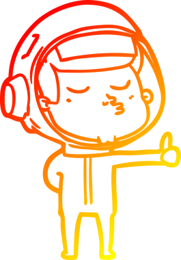 Kendine güvenen bir astronotun insan tarafından çizilmiş sıcak çizgi çizimi.