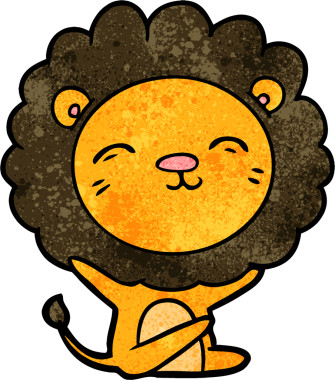 Bir insan tarafından çizilmiş çizgi film aslanı.