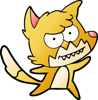 Bir insan tarafından çizilmiş sırıtan tilki çizgi filmi.