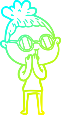 Bir insan tarafından çizilmiş gözlüklü bir karikatür kadın çizimi.