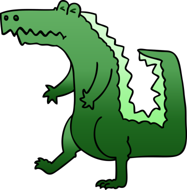 bir insan tarafından çizilmiş gölgeli garip timsah çizgi filmi.