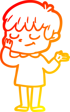 Bir insan tarafından çizilen mutlu bir çocuğun sıcak çizgi çizimi.