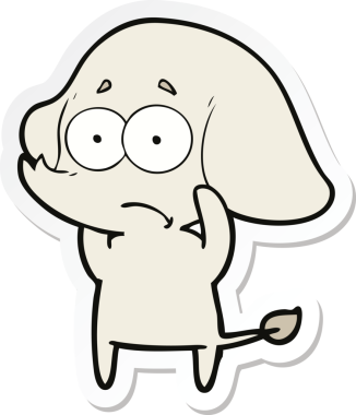 Bir insan tarafından çizilmiş belirsiz bir filin çıkartması.