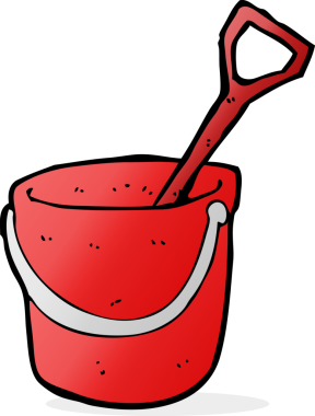 Bir insan tarafından çizilmiş kürek ve kova.