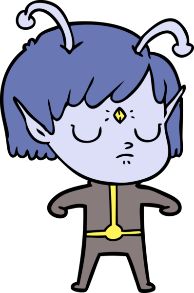 Bir insan tarafından çizilmiş uzaylı kız.