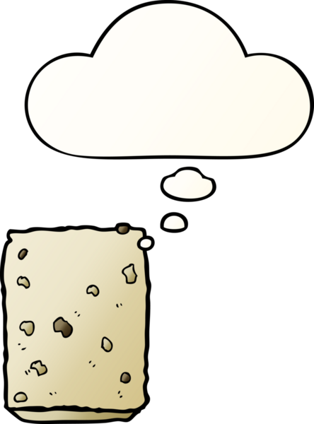 Düşünce baloncuklu çizgi film bisküvisi, bir insan tarafından çizilmiş düzgün bir gradyan stil.