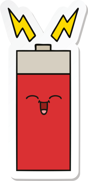 Bir insan tarafından çizilmiş şirin bir karikatür aküsünün çıkartması.