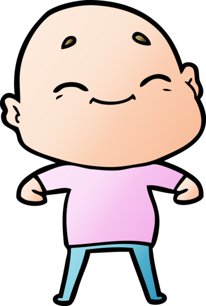 Bir insan tarafından çizilmiş mutlu, kel adam.