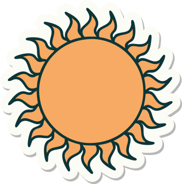 Bir insan tarafından çizilmiş geleneksel güneş şeklinde dövme çıkartması.