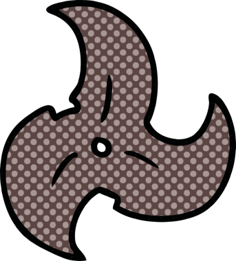 Bir insan tarafından çizilmiş tek bir ninja yıldızının el çizimi karalaması.