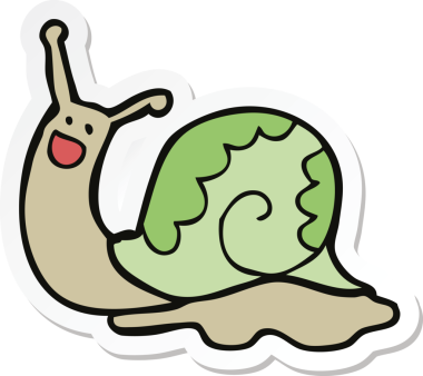 Bir insan tarafından çizilmiş şirin bir salyangozun çıkartması.