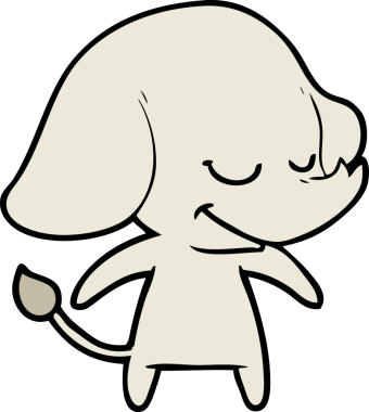 Bir insan tarafından çizilmiş gülümseyen bir fil.