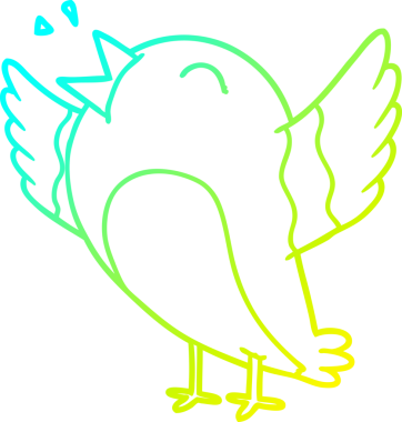 Bir insan tarafından çizilen karikatür kuşunun soğuk gradyan çizgisi