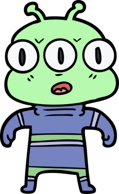 Bir insan tarafından çizilmiş üç gözlü uzaylı çizgi filmi.