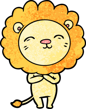 Bir insan tarafından çizilmiş çizgi film aslanı.