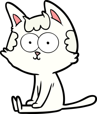 Bir insan tarafından çizilmiş mutlu çizgi film kedisi.