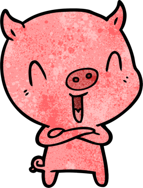 Bir insan tarafından çizilmiş mutlu çizgi film domuzu.