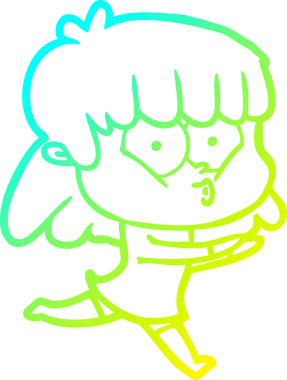 Bir insan tarafından çizilen ıslık çalan bir kızın soğuk gradyan çizgisi.